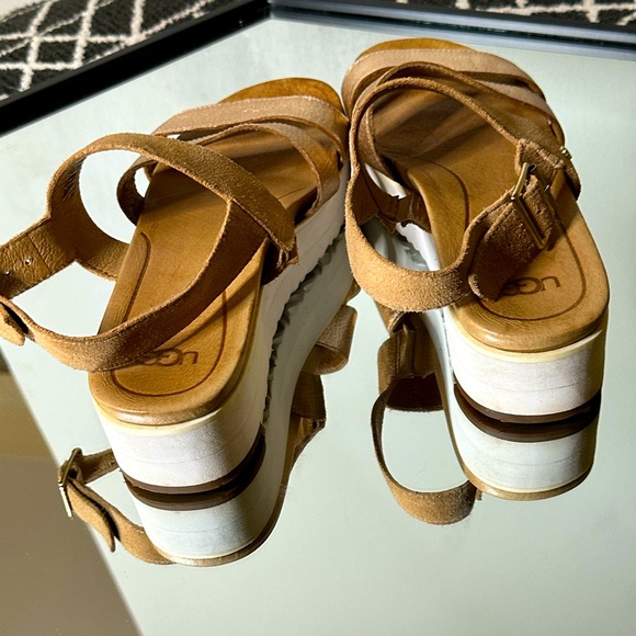 SOLD ALREADY -New ugg Braelynn Platform Sandal shoes metallic SZ 8 leather rose - Picture 5 of 5